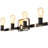 28 in. Modern Industrial Matte Black and Gold 4-Light Bathroom Vanity Light with Reversible Mounting for Bathroom Mirror and Powder Room-1218717635
