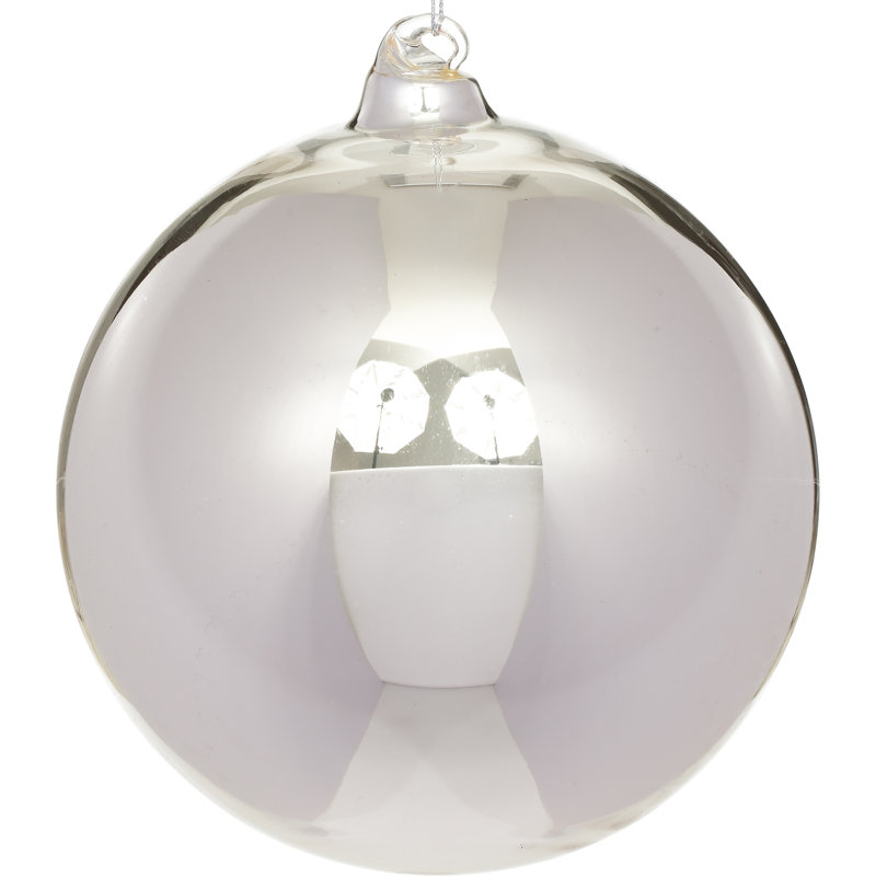Shiny Ball Ornament Set Of 4, 7" H x 6" W x 6" D, Ivory