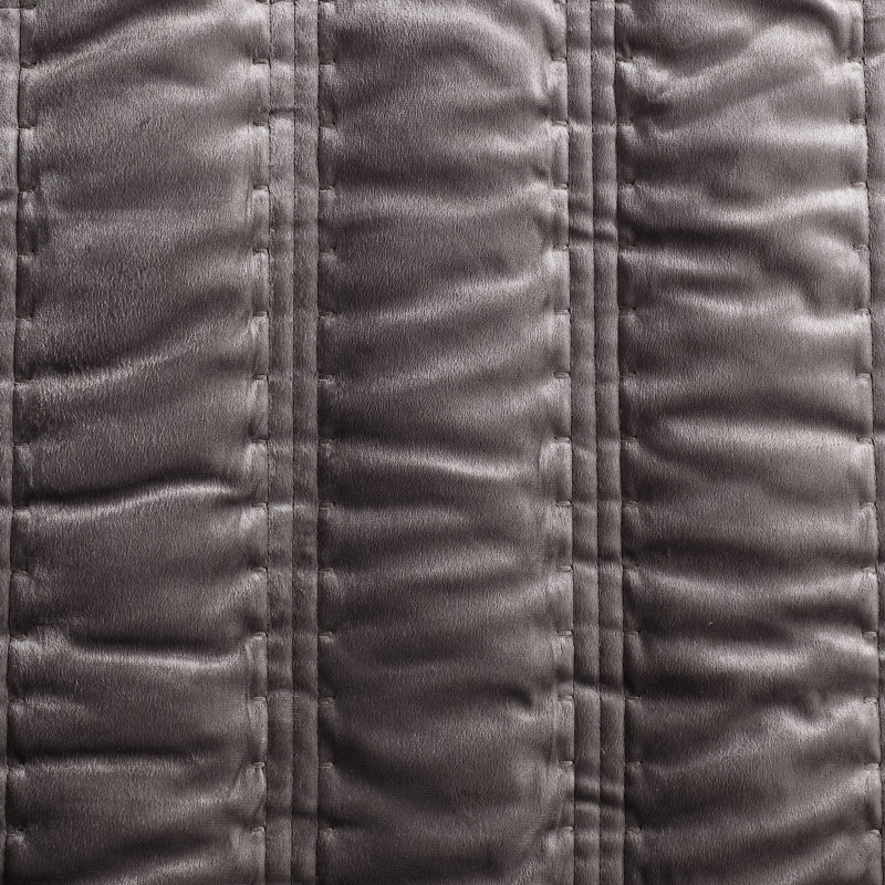 Vera Wang Linear Stitch Solid Quilt Set, Queen Quilt + 2 Standard Shams, Plum Brown