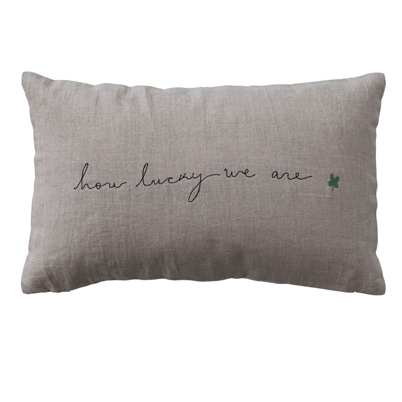 How Lucky We are Embroidered Lumbar Pillow