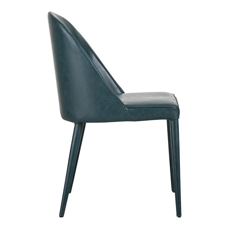 Upholstered Side Chair in Grey, Dark Teal Faux Leather