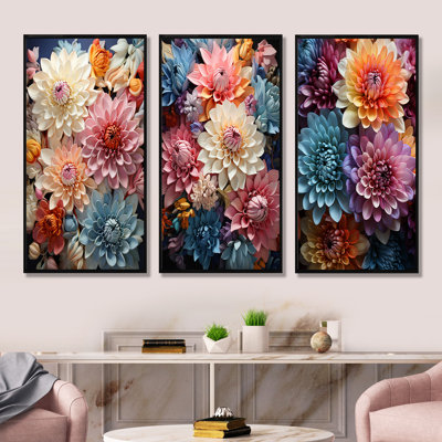 Colorfull Mums Serene - Mums Wall Art Living Room Set Of 4