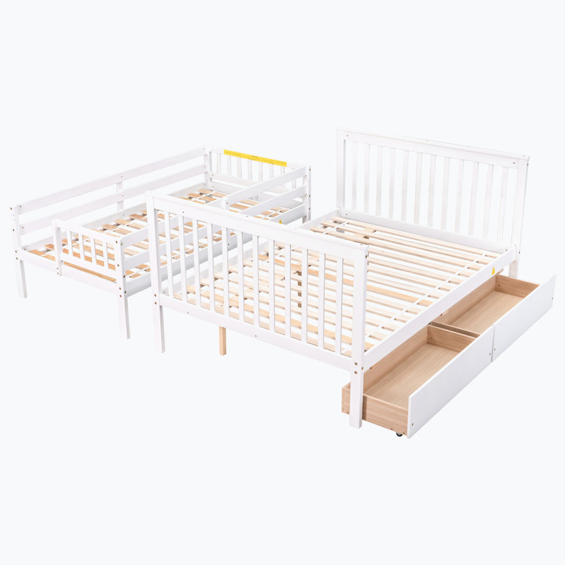 Lit superposé standard 2 tiroirs par Home Decor, Simple sur double, Blanc