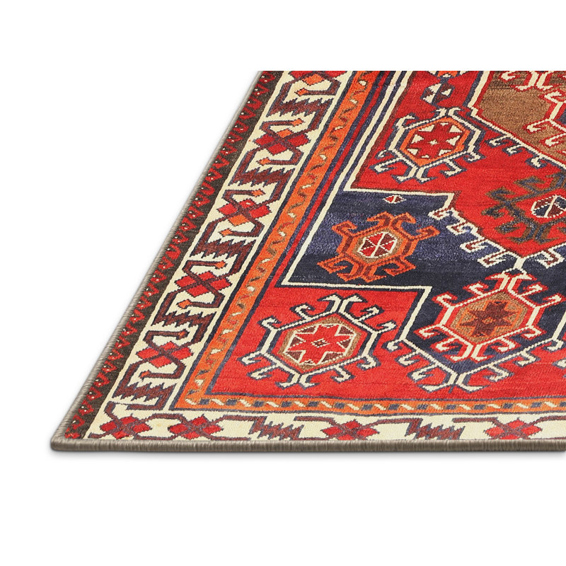 Tapis oriental rouge / bleu / beige, Rectangle 7 pi x 10 pi