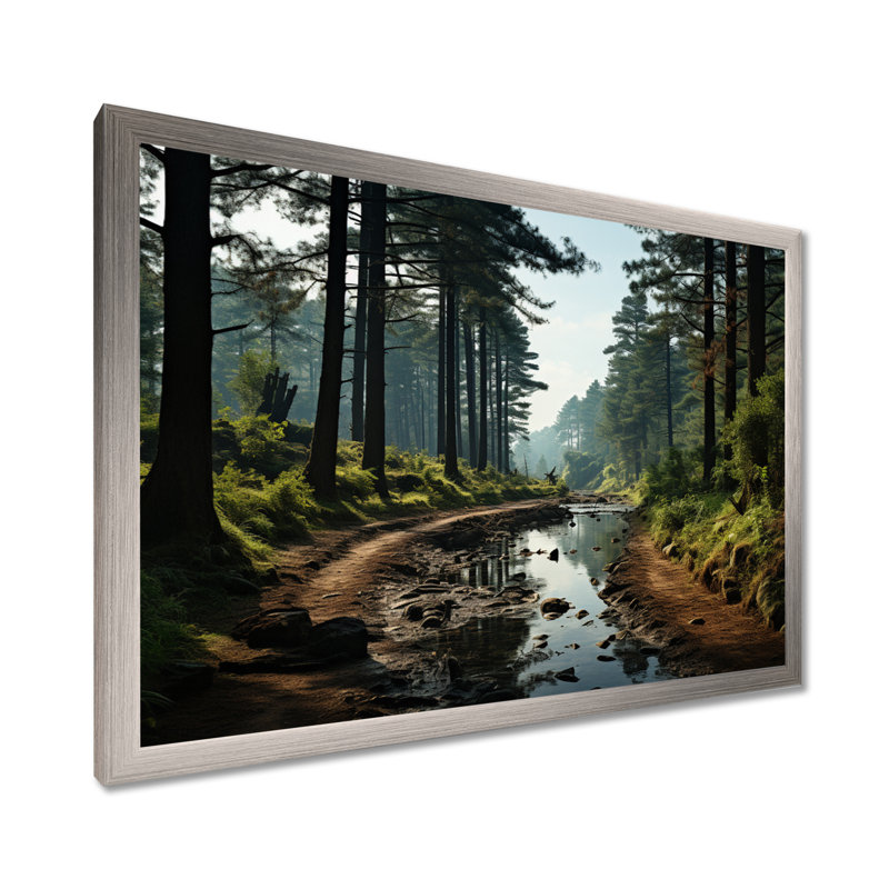 «Enchanted Pine Tree Forest», reproduction d'art sur toile, H 30 po x l 40 po x P 1,5 po, Argenté