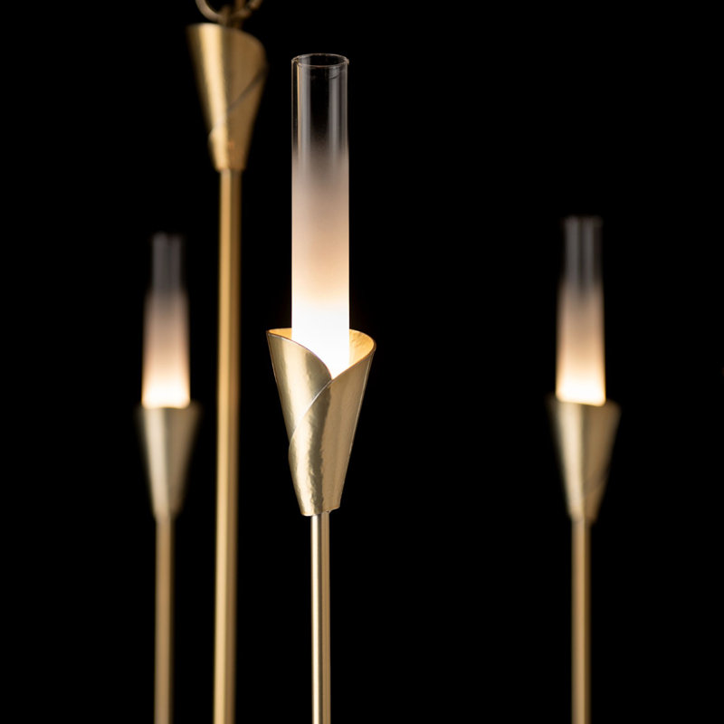 Lilium Chandelier - 6-Light - Dark Smoke, Modern Brass