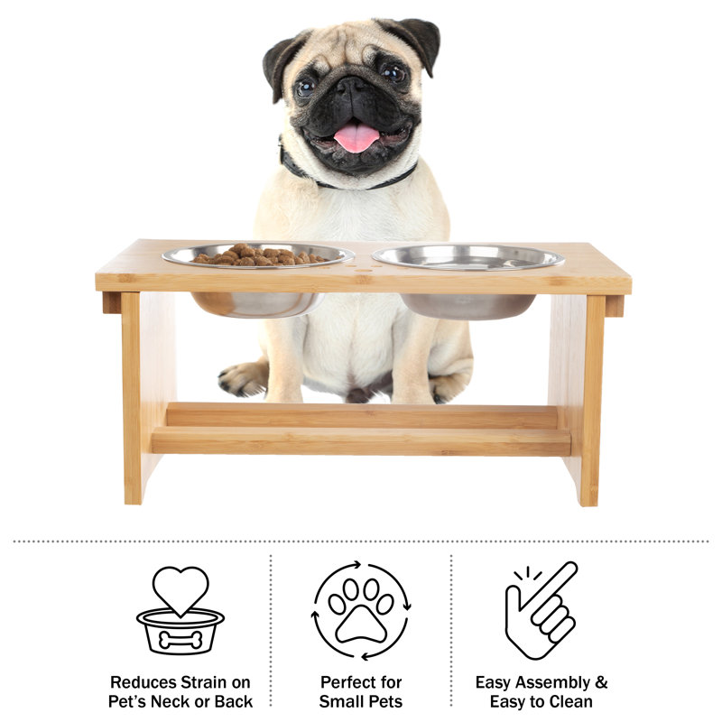 PETMAKER Elevated Dog Bowls with Bamboo Stand | Wayfair