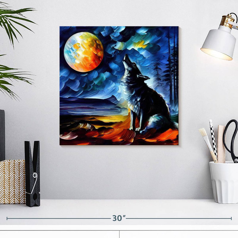 Brampt Moonlit Wolf I, 16" H x 16" W