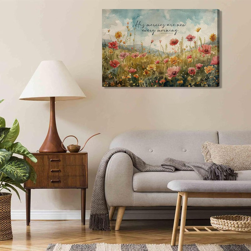 Lily Manor Christian Floral Canvas Wall Art Wildflowers Wall Decor ...