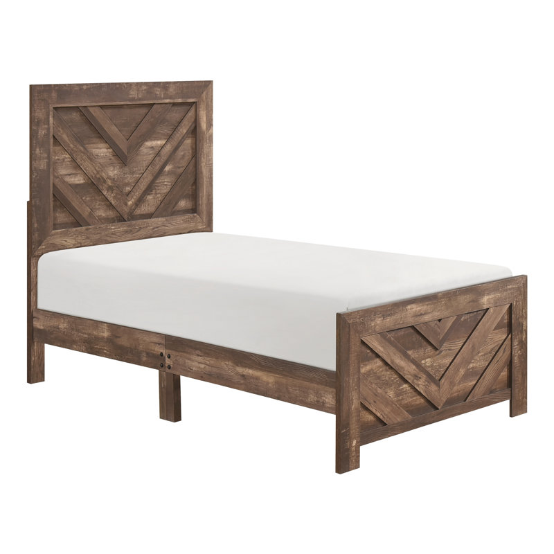 Base de lit en bois massif Claudette, Simple, Brun foncé