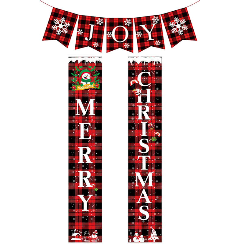 Paquet de 3 panneaux de véranda de Noël avec banderoles Joy