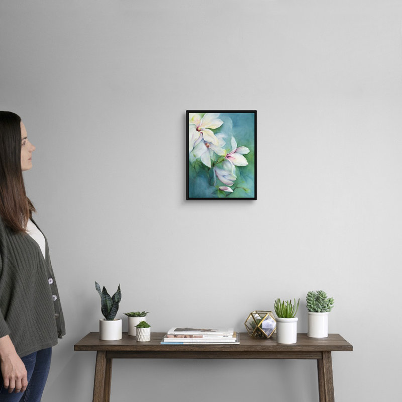 Art mural sur toile Magnolia Dedudata, H 11 po x l 14 po x P 1,25 po, Cadre noir