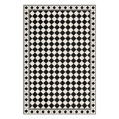 Chess Black Cushioned Kitchen Mat