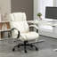 Chaise de bureau robuste de 500 lb, style grand et grand, hauteur réglable, lin blanc crème, siège pivotant, capacité, tissu en lin, blanc