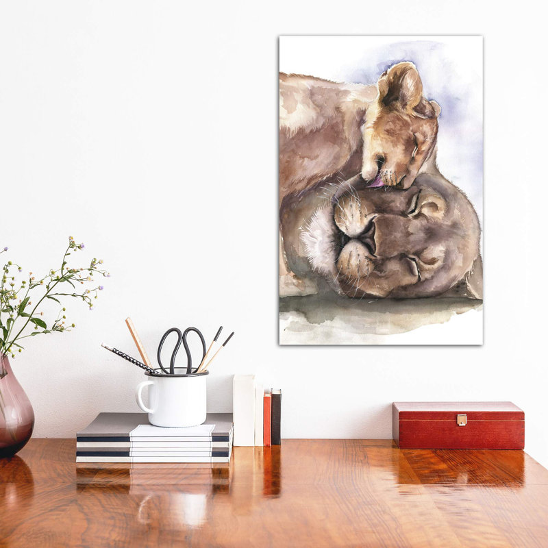 Happy Lions, art encadré, Toile tendue, H 18 po x l 12 po x 1,5 po