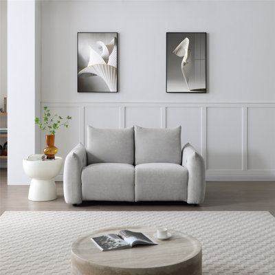 Modern Reclining Linen-Like Breathable Loveseat with USB Power, Compact for Small Spaces & Easy Assembly