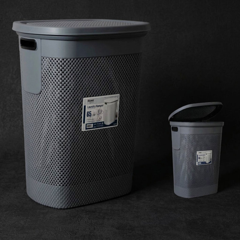 Laundry Hamper Max 65 Lt -White, Dark Gray