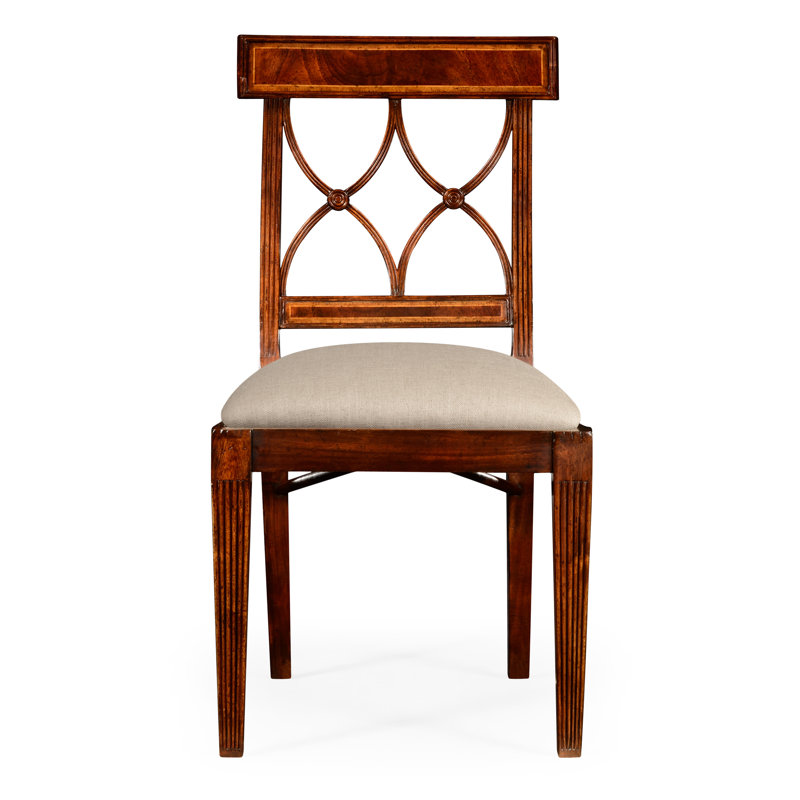 Upholstered Dining Chair, Tan, Antique Mahogany