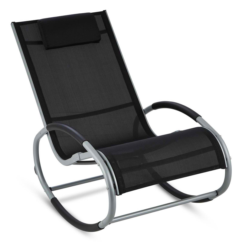 Metal Outdoor Chair, Grey/Black, Black