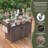 Outdoor Kitchen Island Bar Table With Raised Shelf And Storage Rack-612195928