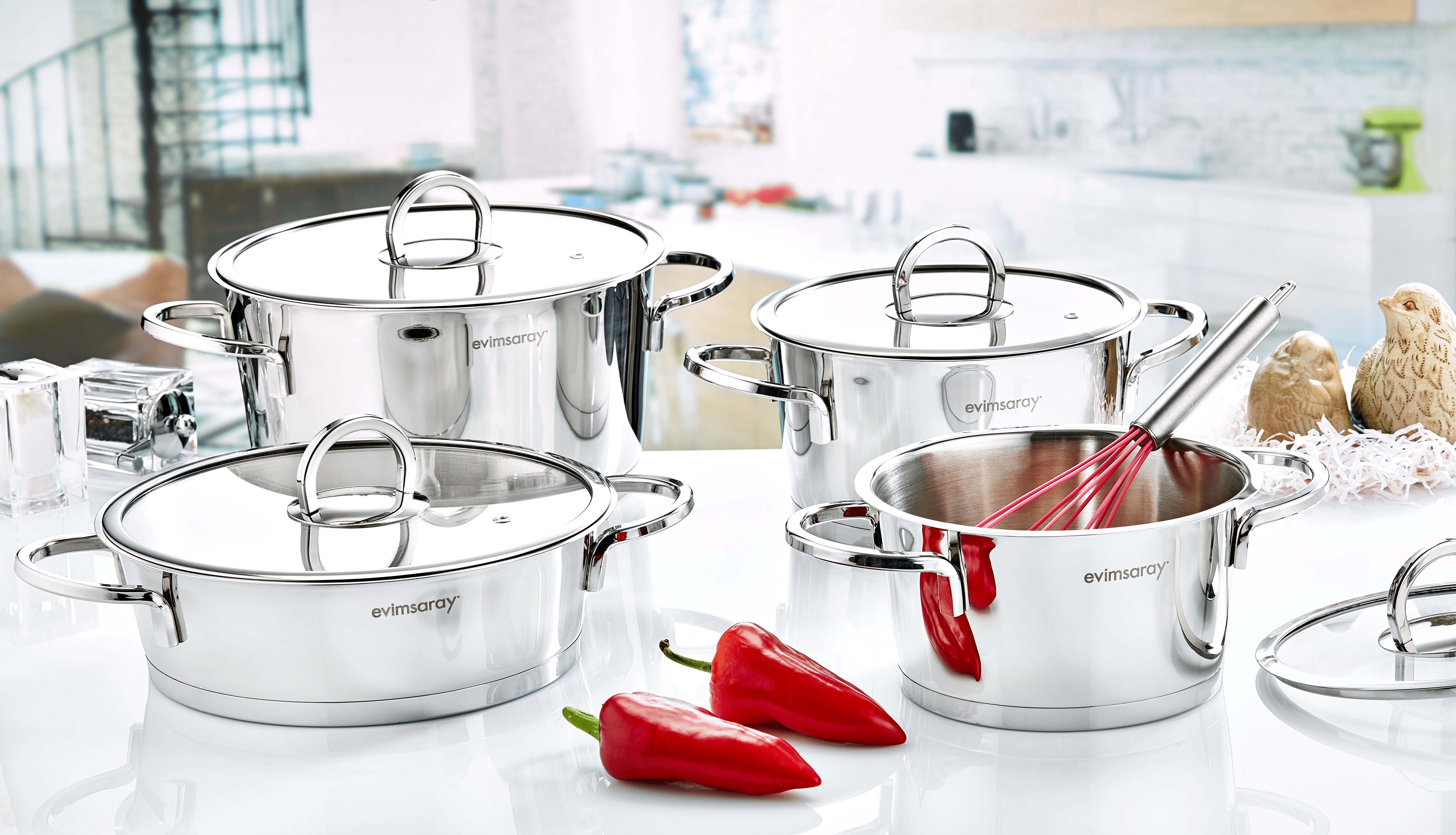 evimsaray Elit Series 8-piece Stainless Steel Cookware Set | Wayfair.co.uk