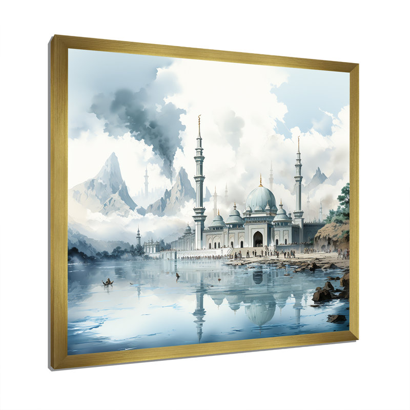 «Mosquée du propane», art mural, H 16 po x l 16 po x P 1 po, Cadre doré simple