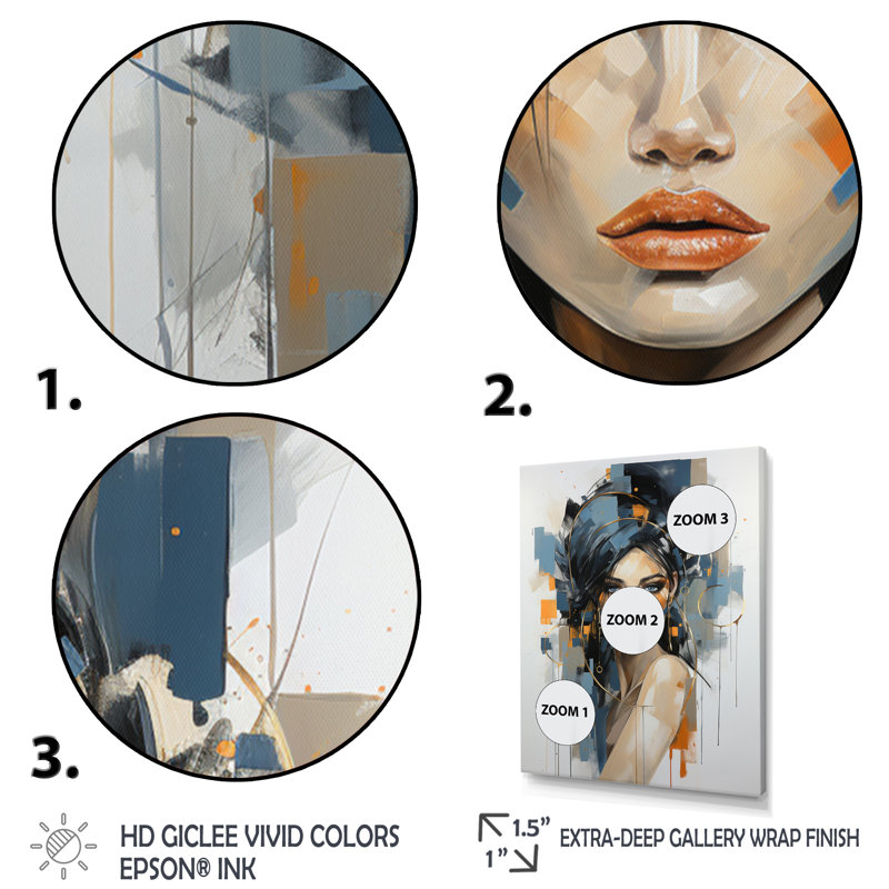 Valentino Fashion Portrait II - Décoration murale tendance, Cadre flottant doré, H 32 po x l 16 po x P 1 po