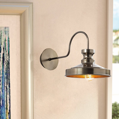 Lampe murale glamour scandinave, corps en métal doré, 8,7 po x 16,5 po | Douille E27, 40 W maximum, indice de protection IP20 | Éclairage élégant pour le salon, la chambre à coucher et le couloir, design élégant avec esthétique moderne