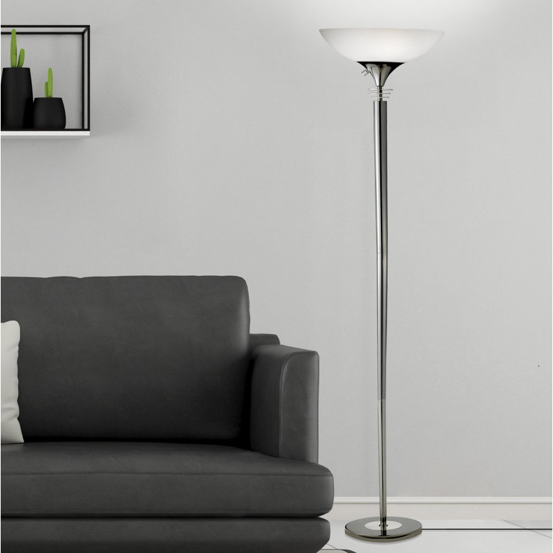 Lampe torchère sur pied 72 po Bertolde, Nickel noir