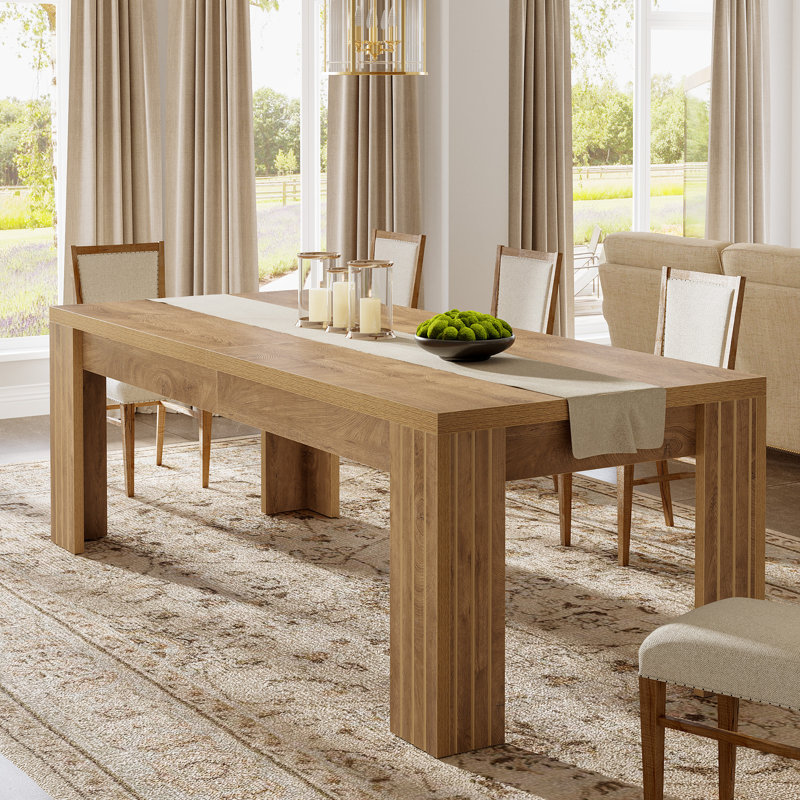 78.7" Farmhouse Dining Table for 6 to 8, Rectangle Dinner Kitchen Table for Dining Room (2PCS)