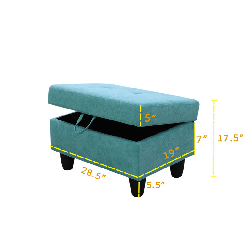 Upholstered Ottoman, Green