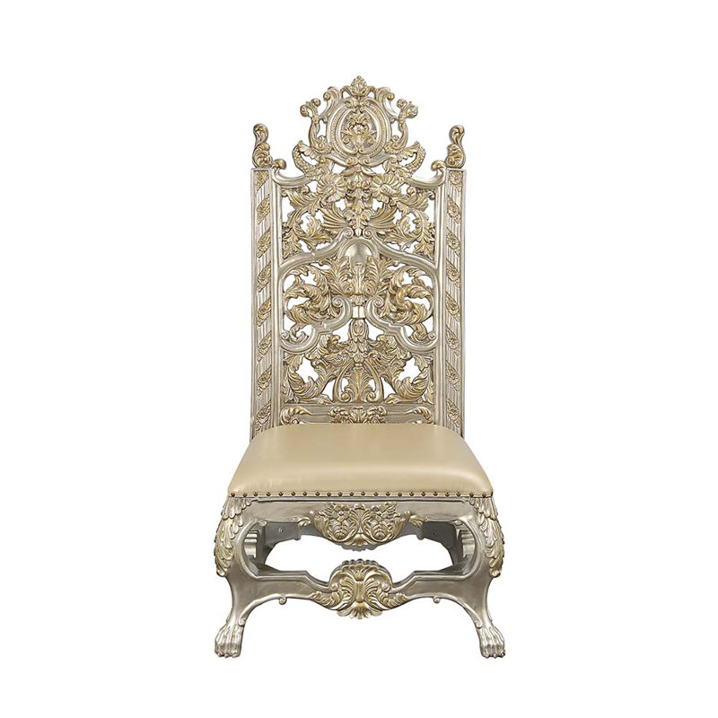 Chaise d'appoint (ensemble 2), cuir synthétique, finition champagne et or