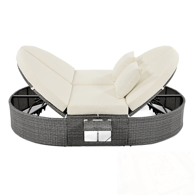 Chaise longue avec coussins et coussins, Beige
