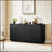 Elegant Vertical Stripe Buffet Cabinet With Curved Wave Design, Multi-Functional Storage For Living Room And Bedroom-1934795453