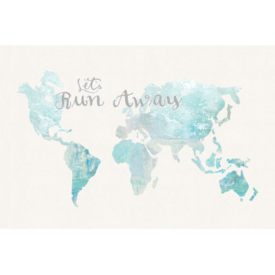 Lets Run Away Pastel Map 1 Piece Wrapped Canvas Wall Art
