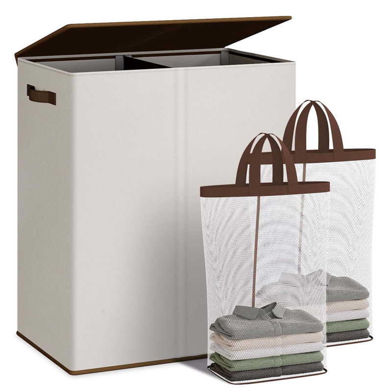 Bhargava Laundry Hamper with Handles, Fabric, White, 67 x 57 x 38