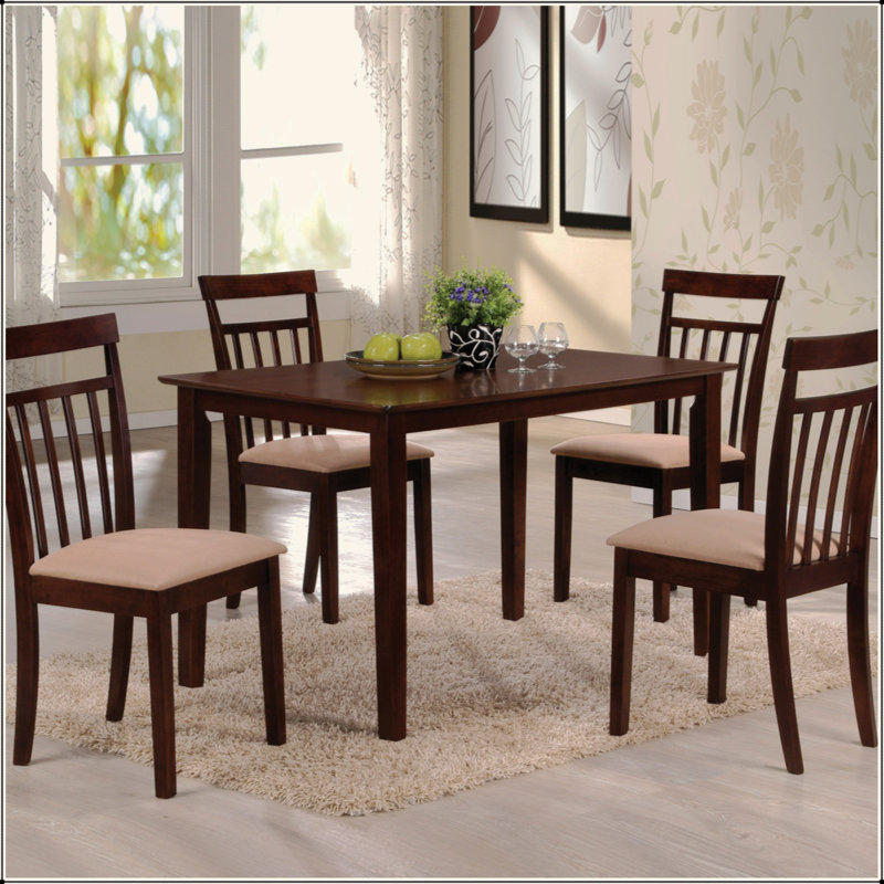 Ensemble de salle à manger espresso et beige 5 pièces