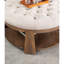Repose-pieds de style repose-pieds capitonné à assise profonde en lin avec tablette ouverte | Brun clair naturel | Bois massif-920938734