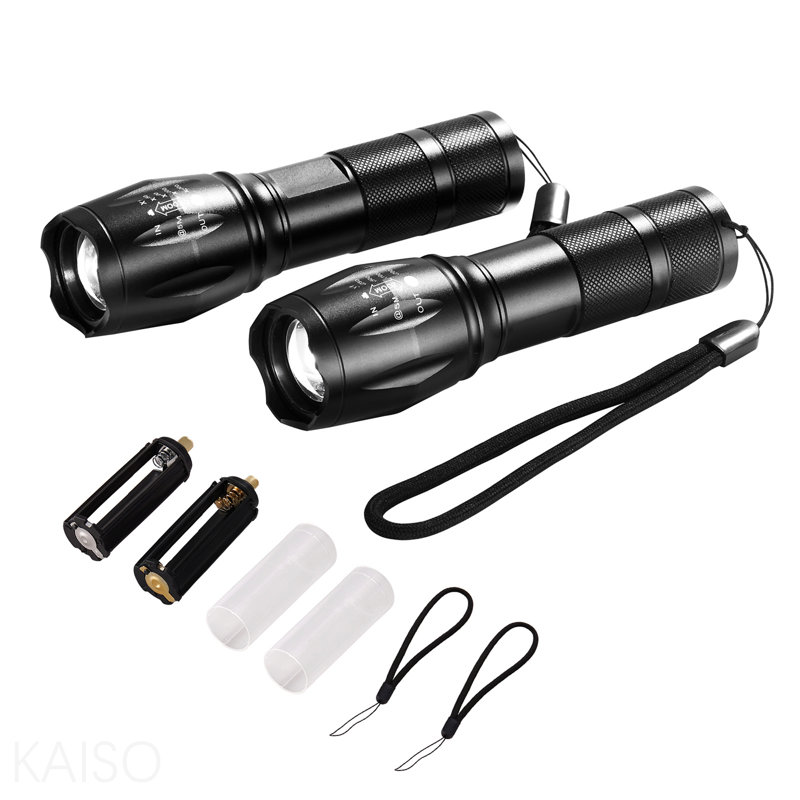 Paquet de 2 lampes de poche 2000 lumens élevés 5 modes de mise au point réglable