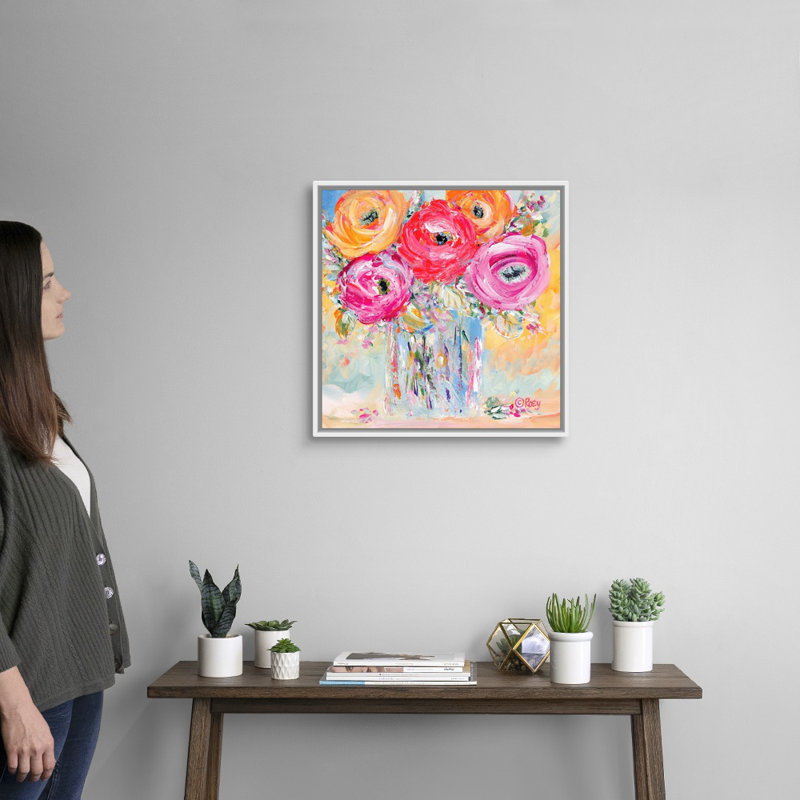 Reproduction d’art sur toile « burst of Bloom » par Robby Ebert, Impression encadrée, H 22 po x l 22 po, Blanc