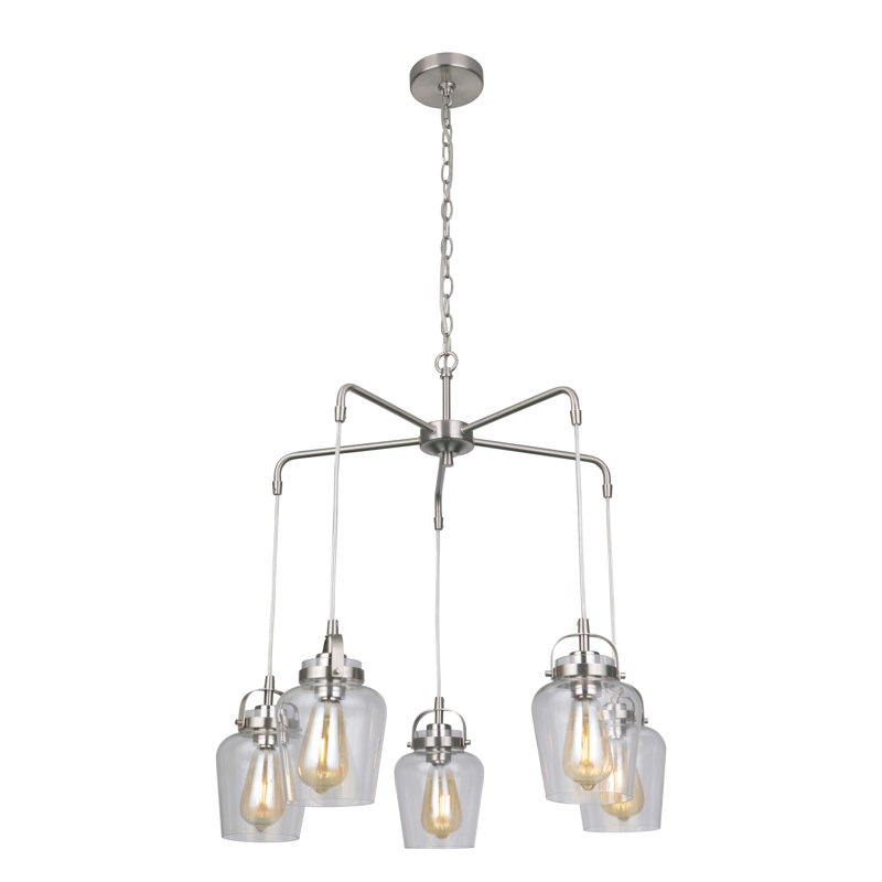 Lustre classique unique à 5 lumières Tribble, Nickel poli brossé