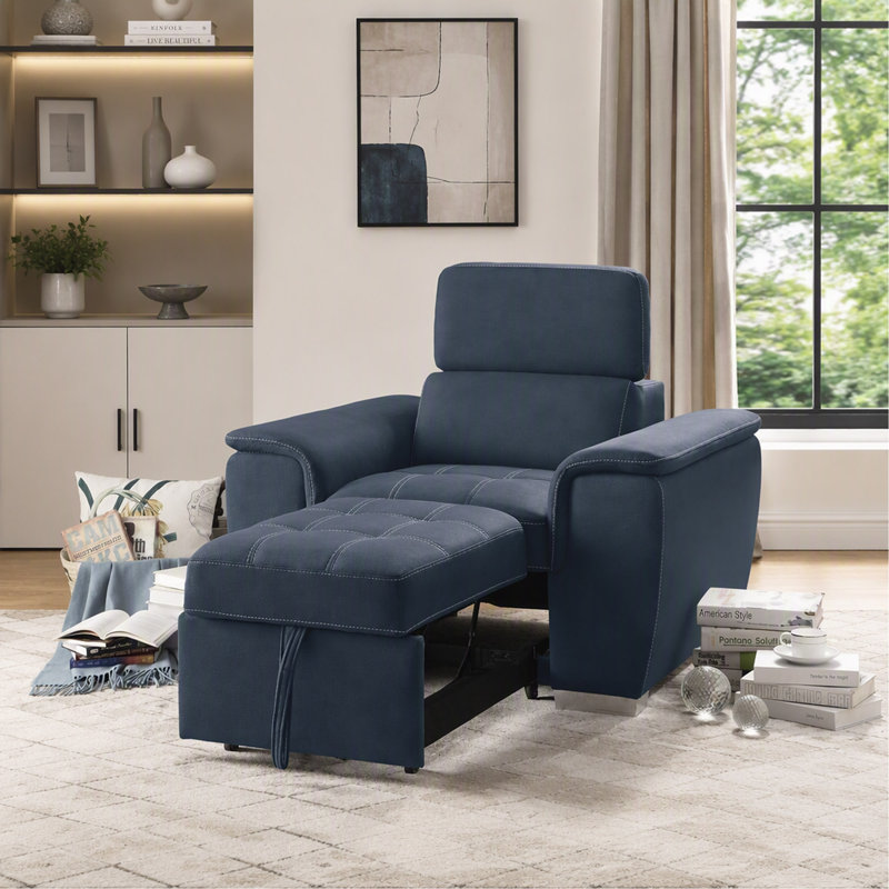Chaise avec repose-pieds coulissant en microfibre