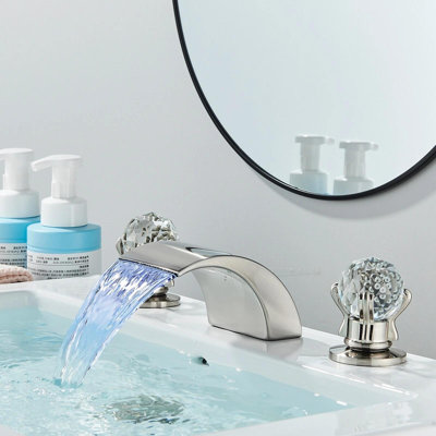 Robinet de lavabo de salle de bain à DEL à 3 trous avec lavabo pour lavabo et lavabo