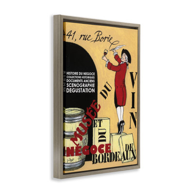 «Vintage Wine Tustation», art mural encadré brun sur toile flottante, design par Jean-Pierre Got
