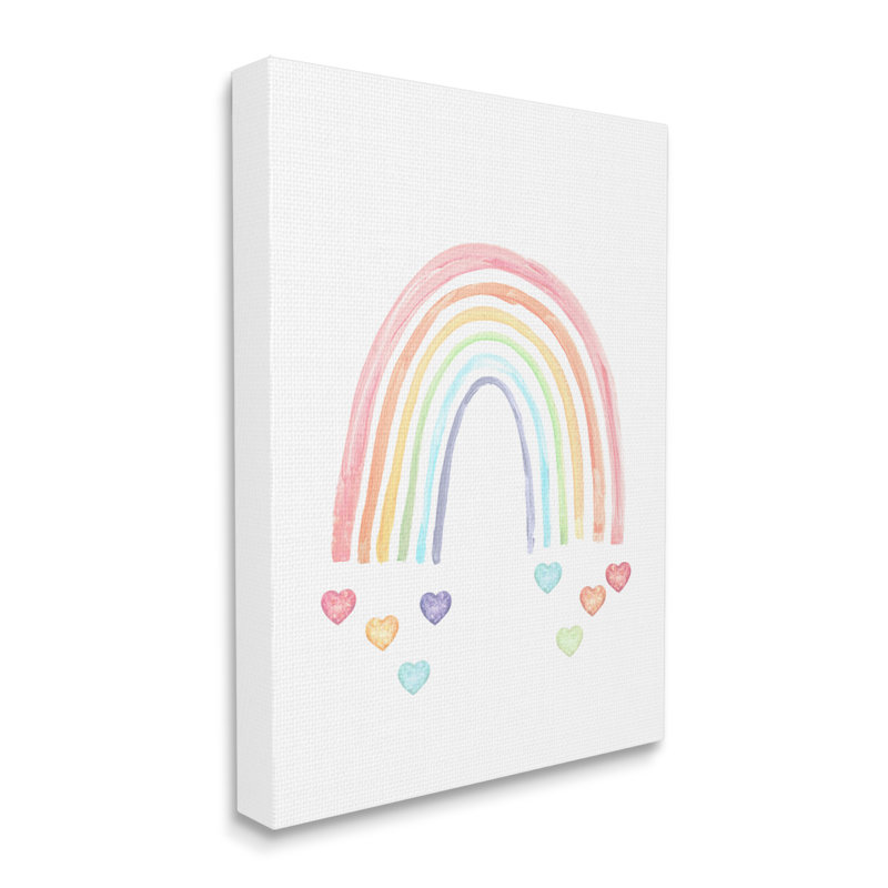 Rainbow with Falling Hearts Framed Giclee Art by Lil' Rue, Coastal White Framed Giclee, 20" H x 16" W x 1.5" D