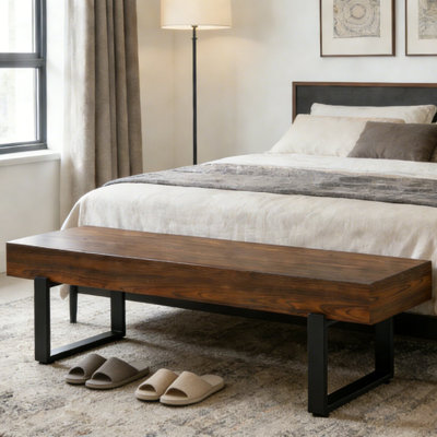 Modern Style 59" Industrial Shoe Bench With metal frame For Entryway