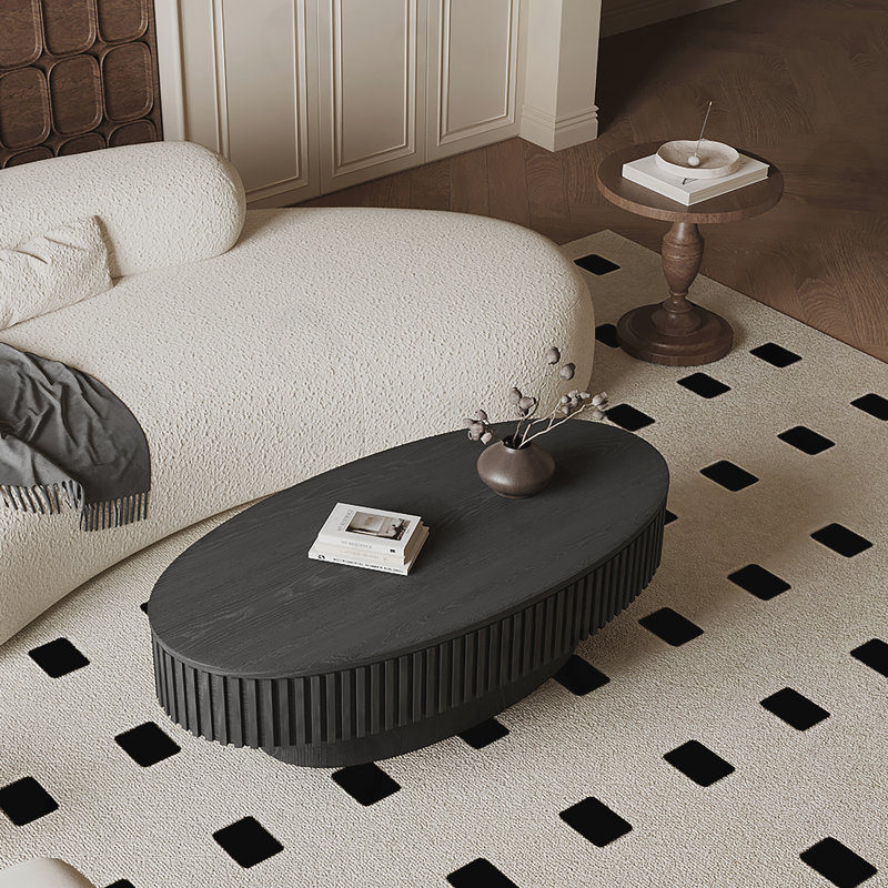 Table basse ovale avec rangement, Noir