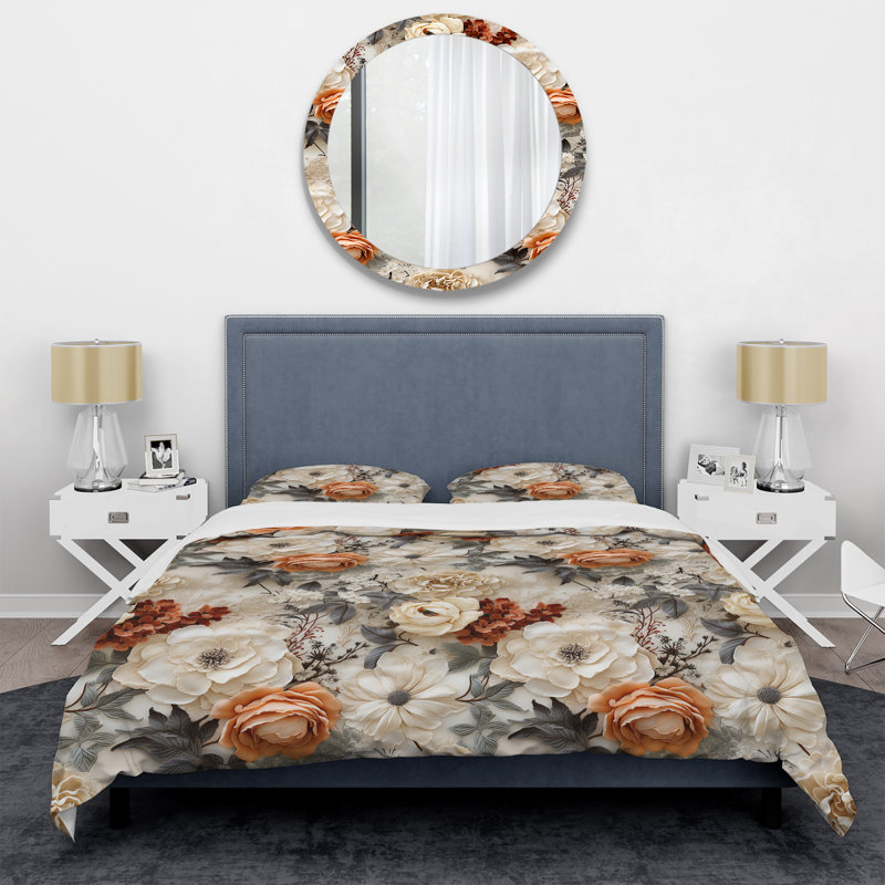 Rustic Lace Romance Victorian Pattern V Duvet Cover, Queen Duvet Cover + 2 Standard Shams