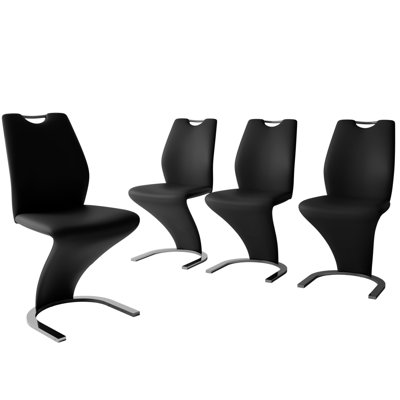 36.6"H Modern Kitchen Dining Chair, Mermaid Dining Chair with Stable Steel 'Z' Legs, Solid Back Upholstered Chair (4 Chairs)