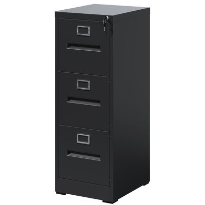 3 Drawer Vertical File Cabinet, Locked Design, A4 Legal/Letter Size, Steel, Easy Assembly To Assemble, Quiet Slides